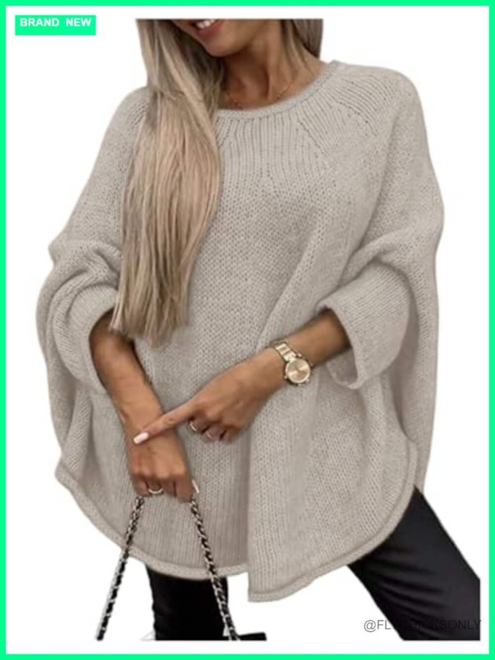 Women's Oversized Slouchy Knit Sweater Crewneck Pullover Fall Winter